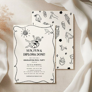 Invitation Fête de fin d'études au bord de la piscine pour fi