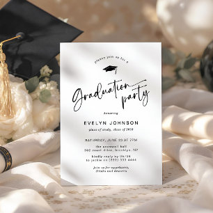 Invitation Fête de fin d'études au style minimal