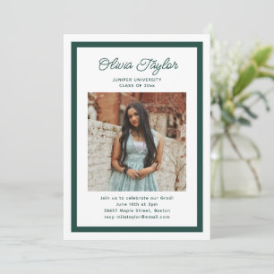 Invitation Fête de fin d'études avec photo de bordure verte e