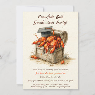 Invitation Fête de fin d'études avec un bouillon d'écrevisses