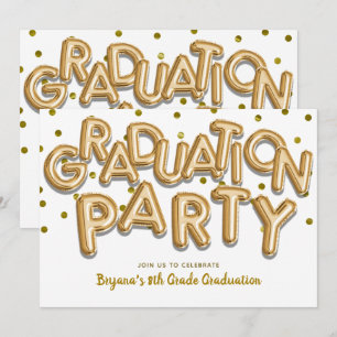 Invitation Fête de fin d'études Ballons Dorés Célébration