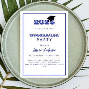 Invitation Fête de fin d'études bleu blanc 2026