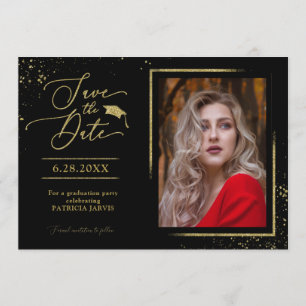 Invitation Fête de fin d'études chic Enregistrez la date Phot