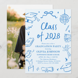 Invitation Fête de fin d'études de la promotion 2028 dessinée