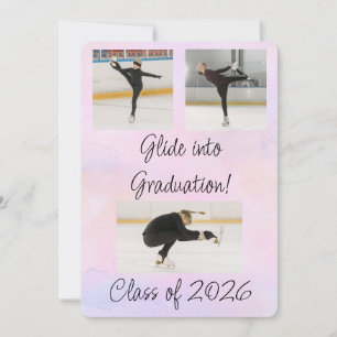Invitation Fête de fin d'études de patinage artistique aquare
