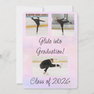 Invitation Fête de fin d'études de patinage artistique aquare