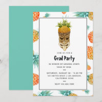 Fête de fin d'études de plage d'ananas d'été Tiki 