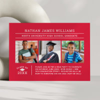 Fête de fin d'études du diplômé rouge trois photos