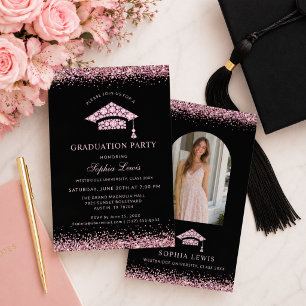Invitation Fête de fin d'études élégante avec des diamants ro