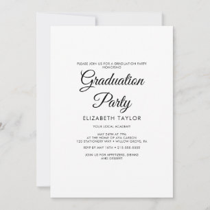 Invitation Fête de fin d'études élégante en calligraphie noir