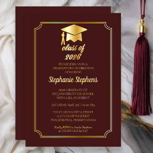 Invitation Fête de fin d'études élégante Marron Casquette O
