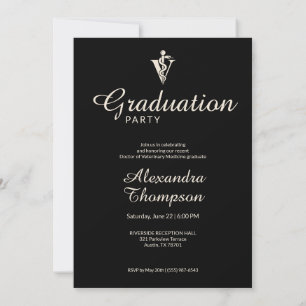 Invitation Fête de fin d'études en médecine vétérinaire Black