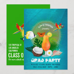 Invitation Fête de fin d'études Exotique Cool
