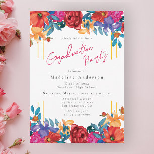 Invitation Fête de fin d'études florale Fiesta Chic Moderne