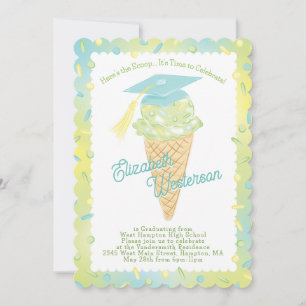 Invitation Fête de fin d'études Glace Verte Bleue