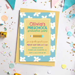 Invitation Fête de fin d'études maternelle Photo Florale Colo