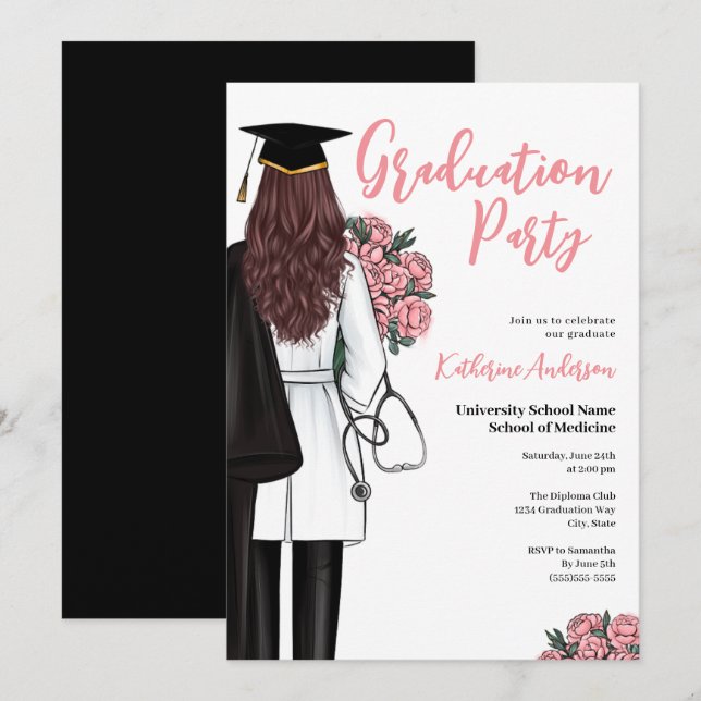 Invitation Fête de fin d'études Médicales (Devant / Derrière)