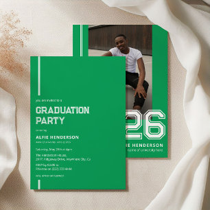 Invitation Fête de fin d'études photo athlétique Vert