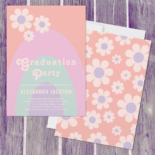 Invitation Fête de fin d'études Rétro Vintage Pastel