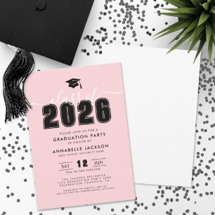 Invitation Fête de fin d'études rose