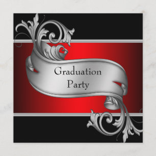 Invitation Fête de fin d'études Rouge et Noir