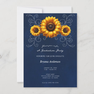 Invitation Fête de fin d'études rustique Tournesol Étincelle