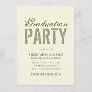 Invitation Fête de fin d'études secondaires Photo Vert Beige