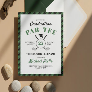 Invitation Fête de fin d'études sur le thème de golf à carrea