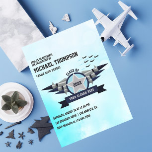 Invitation Fête de fin d'études sur le thème de l'armée de l'