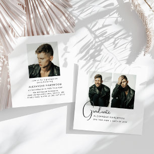 Invitation Fête de fin d'études tendance à double face avec 3