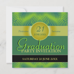 Invitation Fête de fin d'études Vagues Vertes de Prospérité