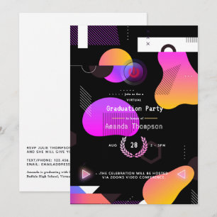 Invitation Fête de fin d'études virtuelle géométrique lumineu