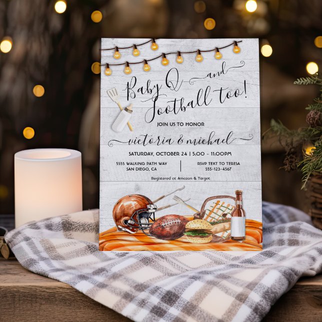 Invitation Fête de football à la maison ou Tailgate Baby Q Do (Créateur téléchargé)