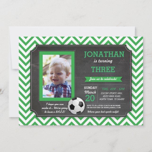 Invitation Fête de football Football Footy Anniversaire Photo (Devant)