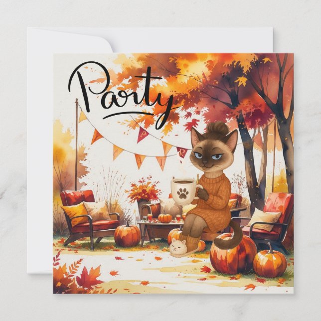 Invitation Fête de Friendsgiving automne flanelle et pétillan (Devant)