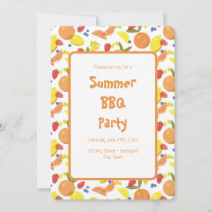 Invitation Fête de fruits au risographe lumineux et joyeux