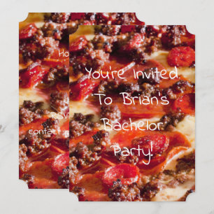 Invitation fête de garçons pizza saucisse pepperoni