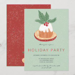 Invitation Fête de gâteau de Noël rustique à la mistletoe ver