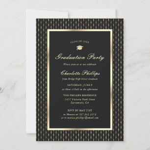Invitation Fête de graduation Black Gold Photo