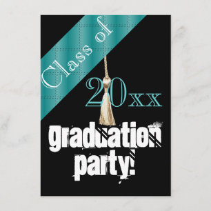 Invitation Fête de graduation bleue et noire