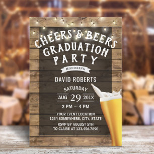 Invitation Fête de graduation Cheers & Beers String Lights