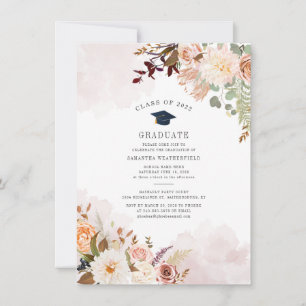 Invitation Fête de graduation d'aquarelle florale moderne