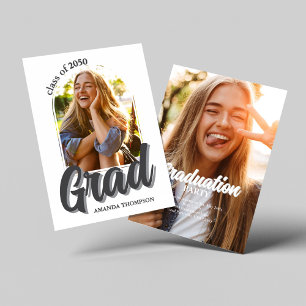 Invitation Fête de graduation de deux photos modernes