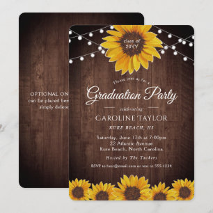 Invitation Fête de graduation de la chaîne de tournesol russe