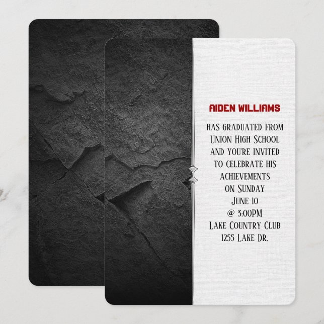 Invitation fête de graduation de la frontière noire (Devant / Derrière)