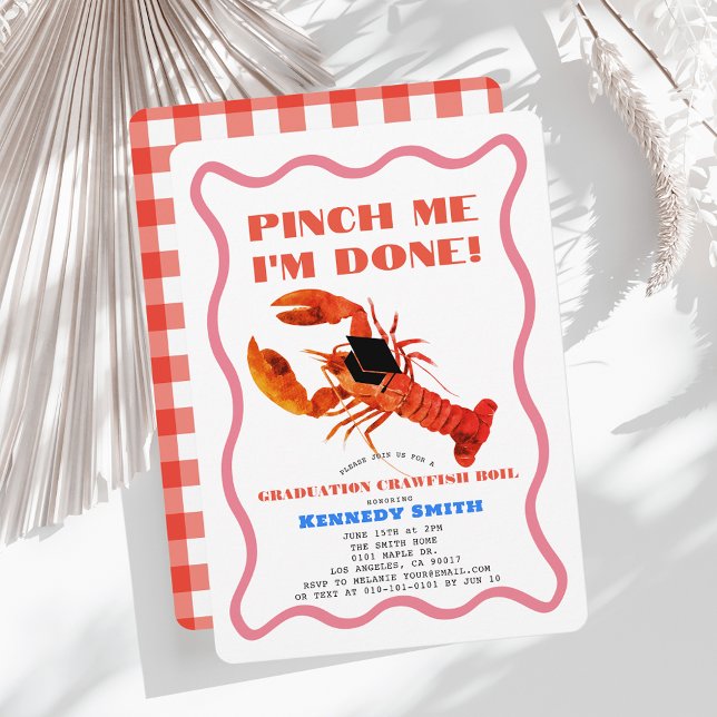 Invitation Fête de graduation de la langouste rétro Pinch Me (Créateur téléchargé)