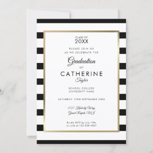 Invitation Fête de graduation de la photo en bande noire et b