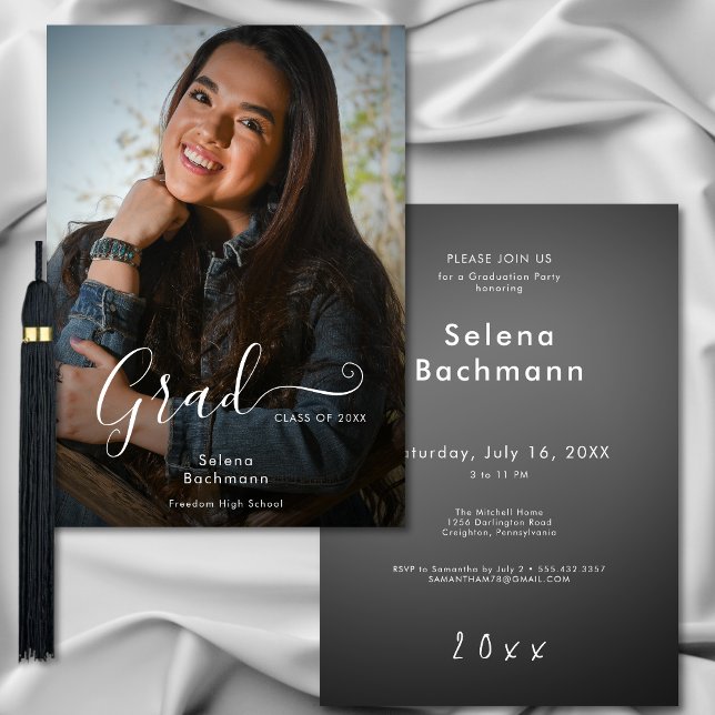 Invitation Fête de graduation de la photographie moderne (Modern Photo Graduate Script Graduation Party Invitation)