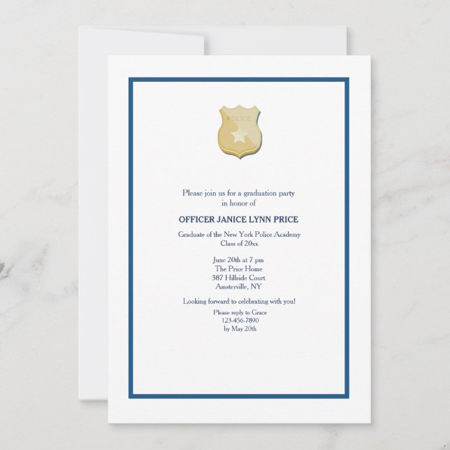 Invitation Fête de graduation de l'Académie de police de la L (Devant)