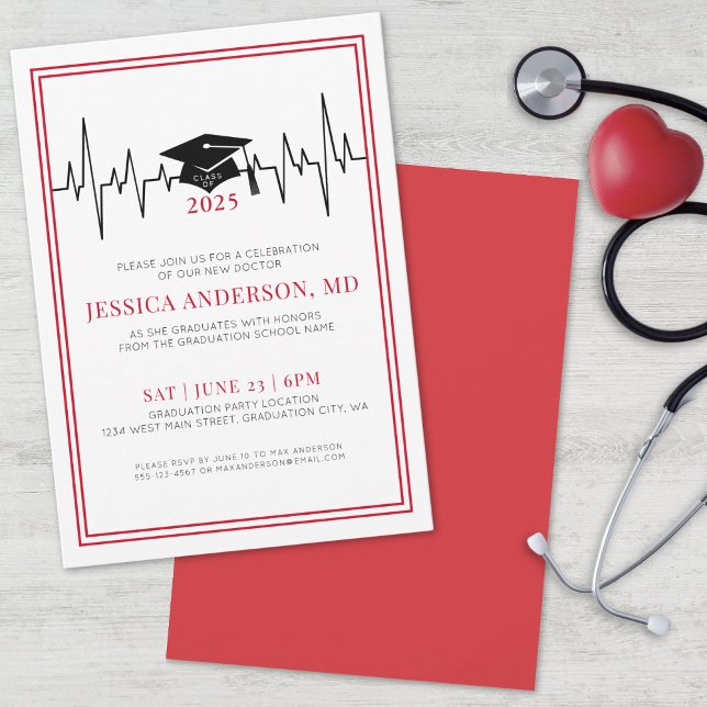 Invitation Fête de graduation de l'école de soins infirmiers  (Medical Doctor Nursing School Graduation Party Invitation)